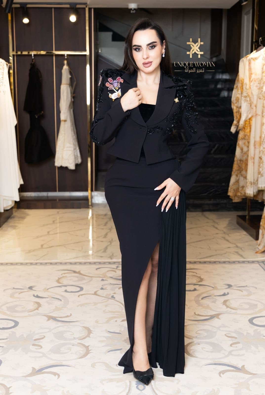 Elie Saab Black Embellished Suit