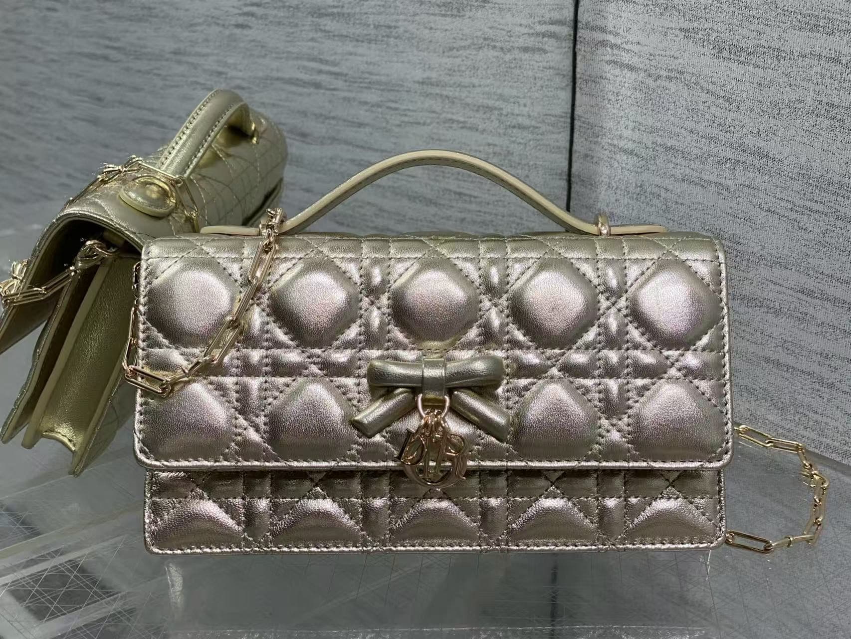 Miss Dior Metallic Gold Top Handle Chain Bag