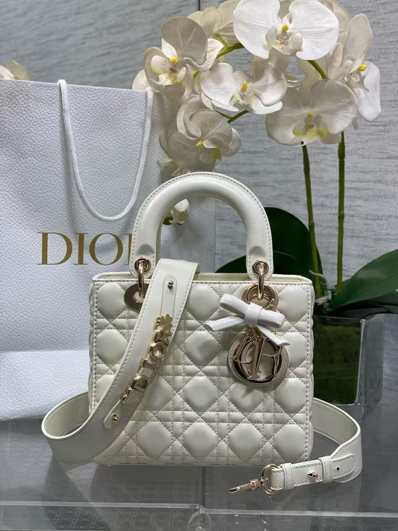 Lady Dior Large Bag in White