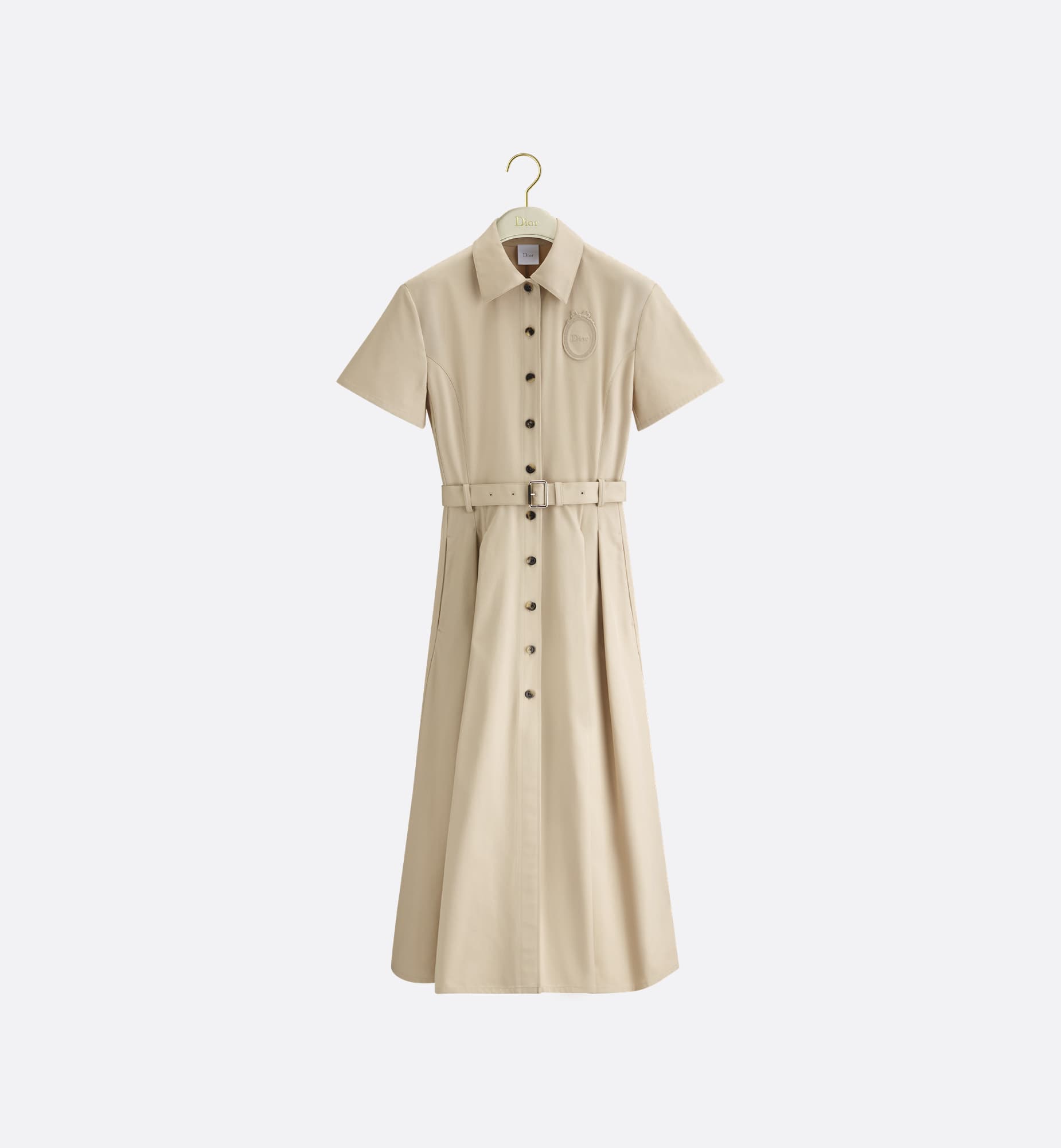 Dior Beige Shirt Midi Dress with Waist Belt